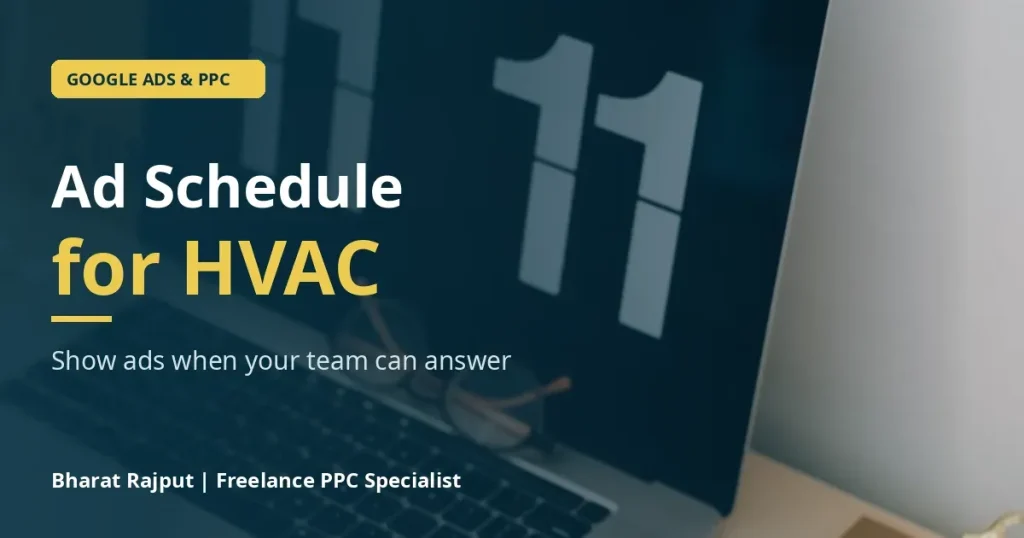 Ad schedule for HVAC Google Ads: laptop with a large clock on screen